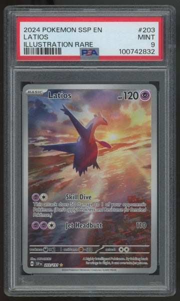 2024 Pokemon Latios Surging Sparks Illustration Rare #203 PSA 9