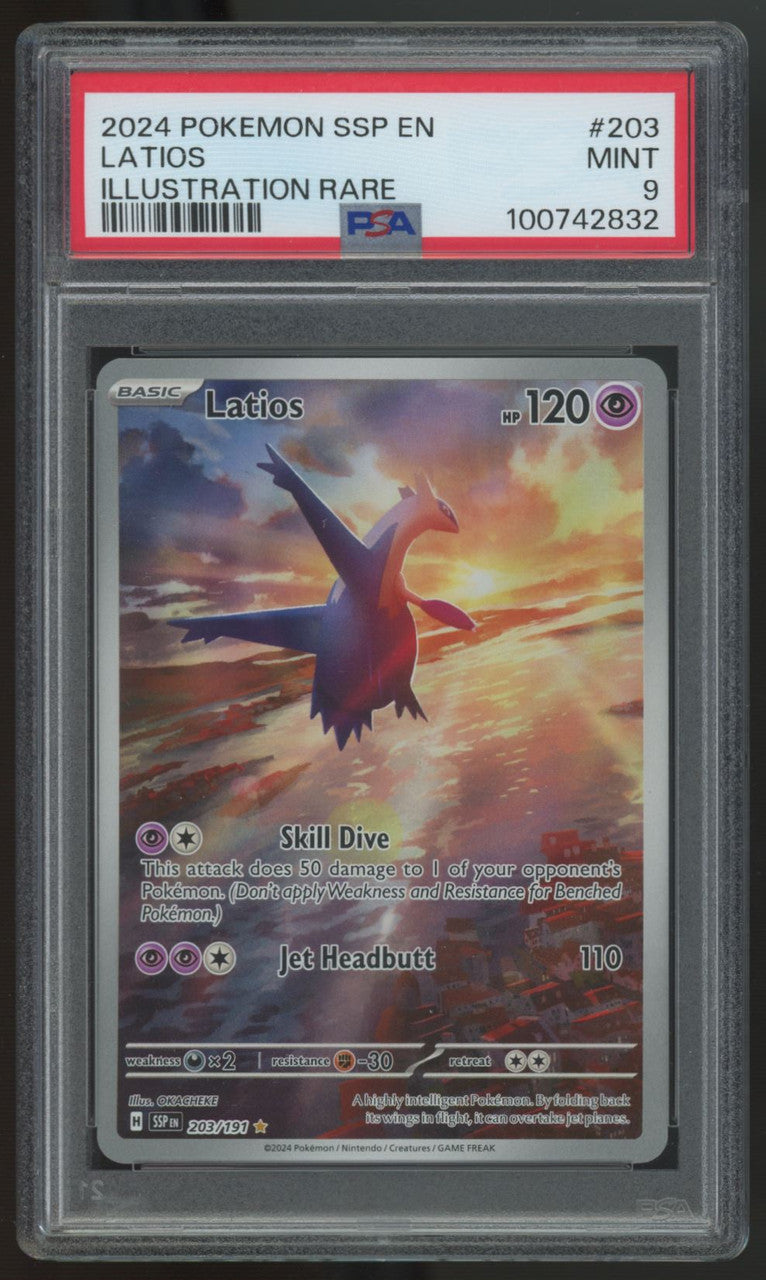 2024 Pokemon Latios Surging Sparks Illustration Rare #203 PSA 9