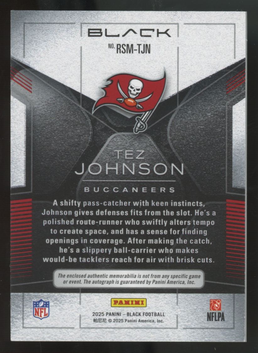 2025 Panini Black Tez Johnson RC Dual Patch Auto RPA /149 #RSM-TJN