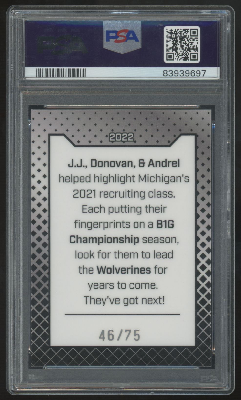 2022 The Players Trunk McCarthy/Edwards/Anthony Silver Triple Auto /75 PSA 9