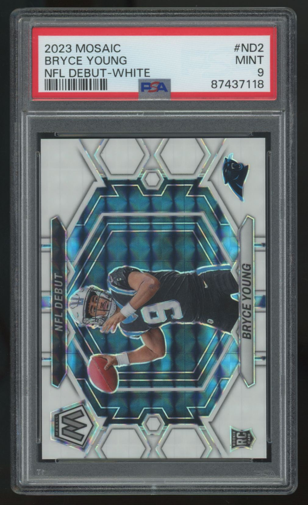2023 Panini Mosaic Bryce Young RC NFL Debut White /25 #ND-2 PSA 9