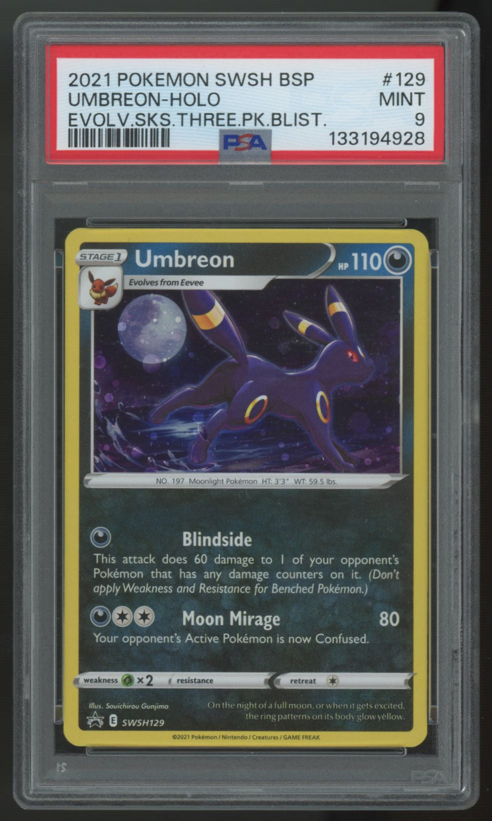 2021 Pokemon Umbreon Black Star Promo Holo #129 PSA 9