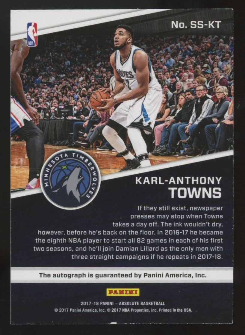 2017-18 Panini Absolute Karl-Anthony Towns Signature Standouts Auto /25 #SS-KT