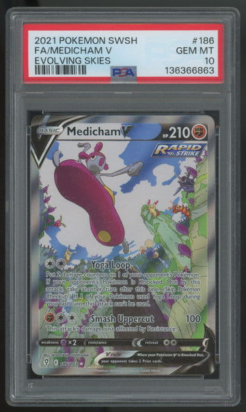 2021 Pokemon Medicham V Evolving Skies Full Art #186 PSA 10 (B)