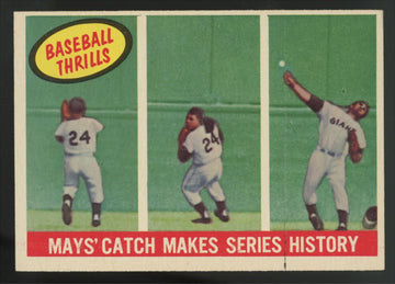 1959 Topps Baseball Thrill's Willie Mays Catch Makes Series History #464 EX+