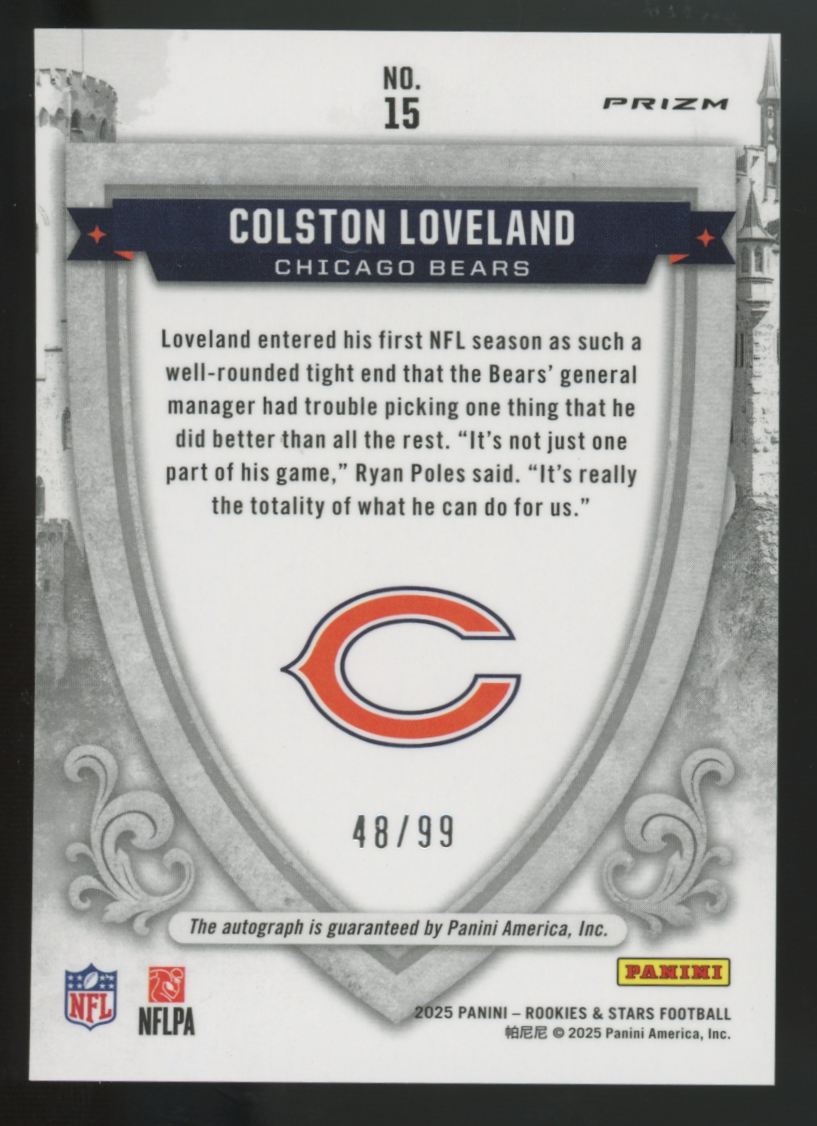 2025 Panini Rookies & Stars Colston Loveland RC Crusade Prizm Auto /99 #15