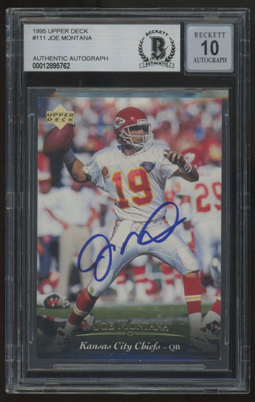 1995 Upper Deck Joe Montana Signed Auto #111 BGS Authentic Auto 10