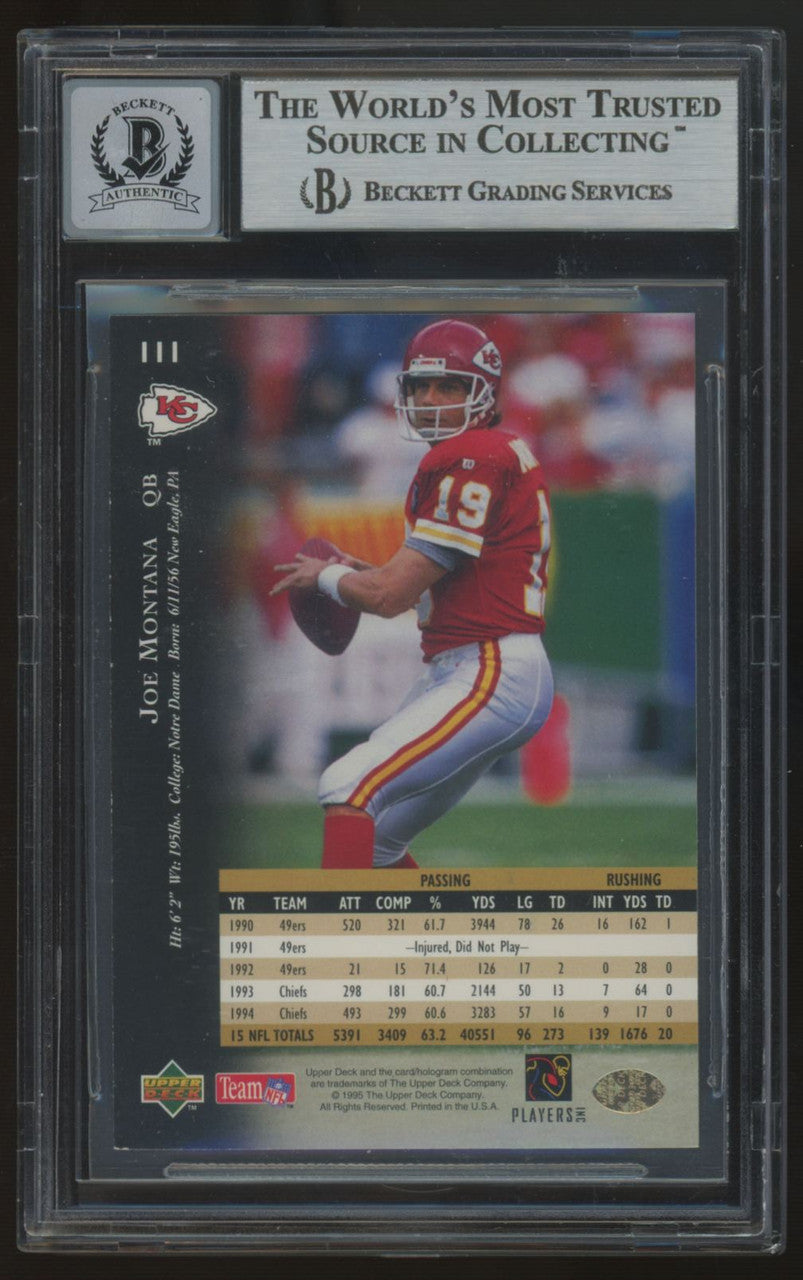 1995 Upper Deck Joe Montana Signed Auto #111 BGS Authentic Auto 10