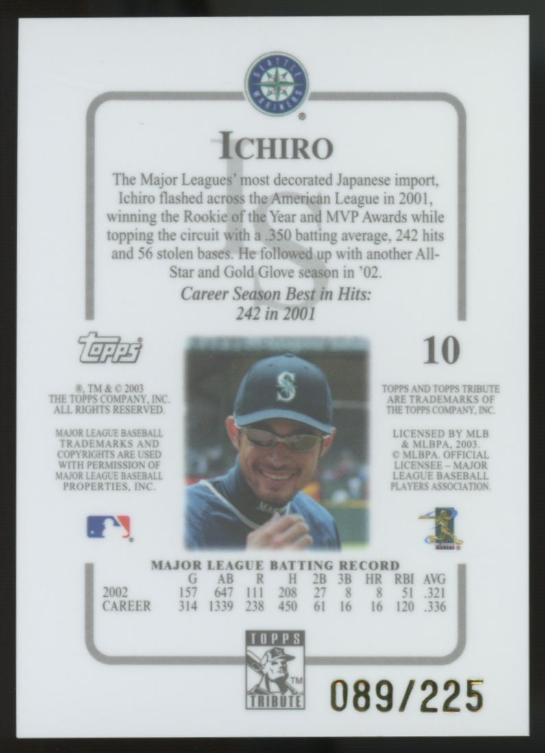 2003 Topps Tribute Ichiro Silver Refractor /225 #10
