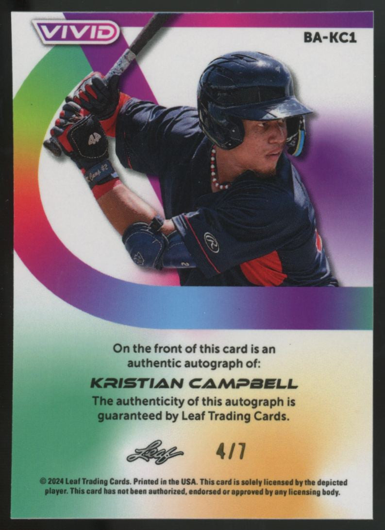 2024 Leaf Vivid Kristian Campbell RC Auto Ice /7 #BA-KC1