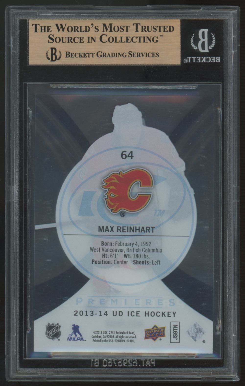 2013-14 Upper Deck Ice Max Reinhart RC Premieres /999 #64 BGS 9.5