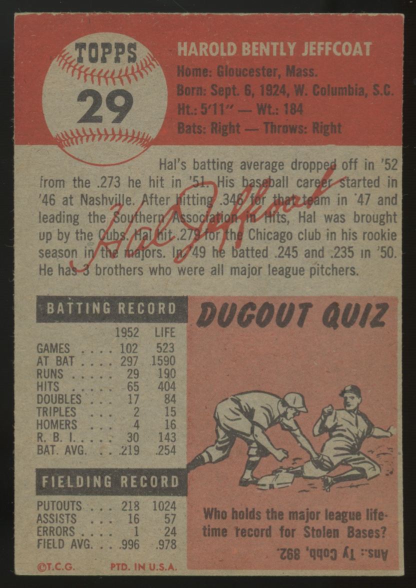 1953 Topps Hal Jeffcoat #29 EX/MT