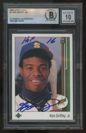 1989 Upper Deck Ken Griffey Jr. RC Signed IP Auto #1 BGS Auto 10