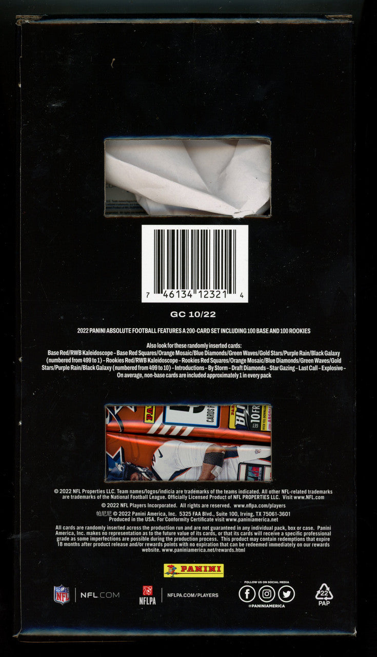 2022 Panini Absolute Football Gravity Feed Box (48 Packs)