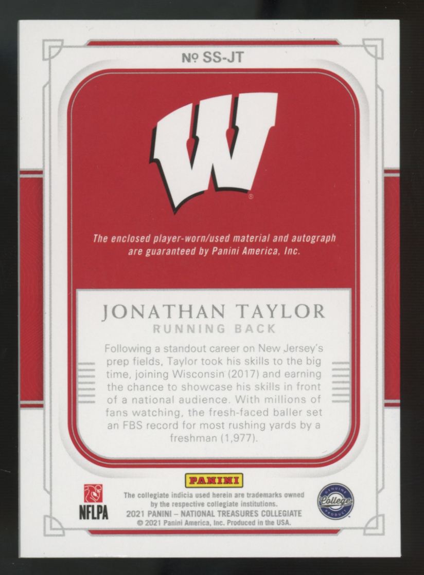 2021 National Treasure Collegiate Jonathan Taylor Blue Silhouette Patch Auto /20
