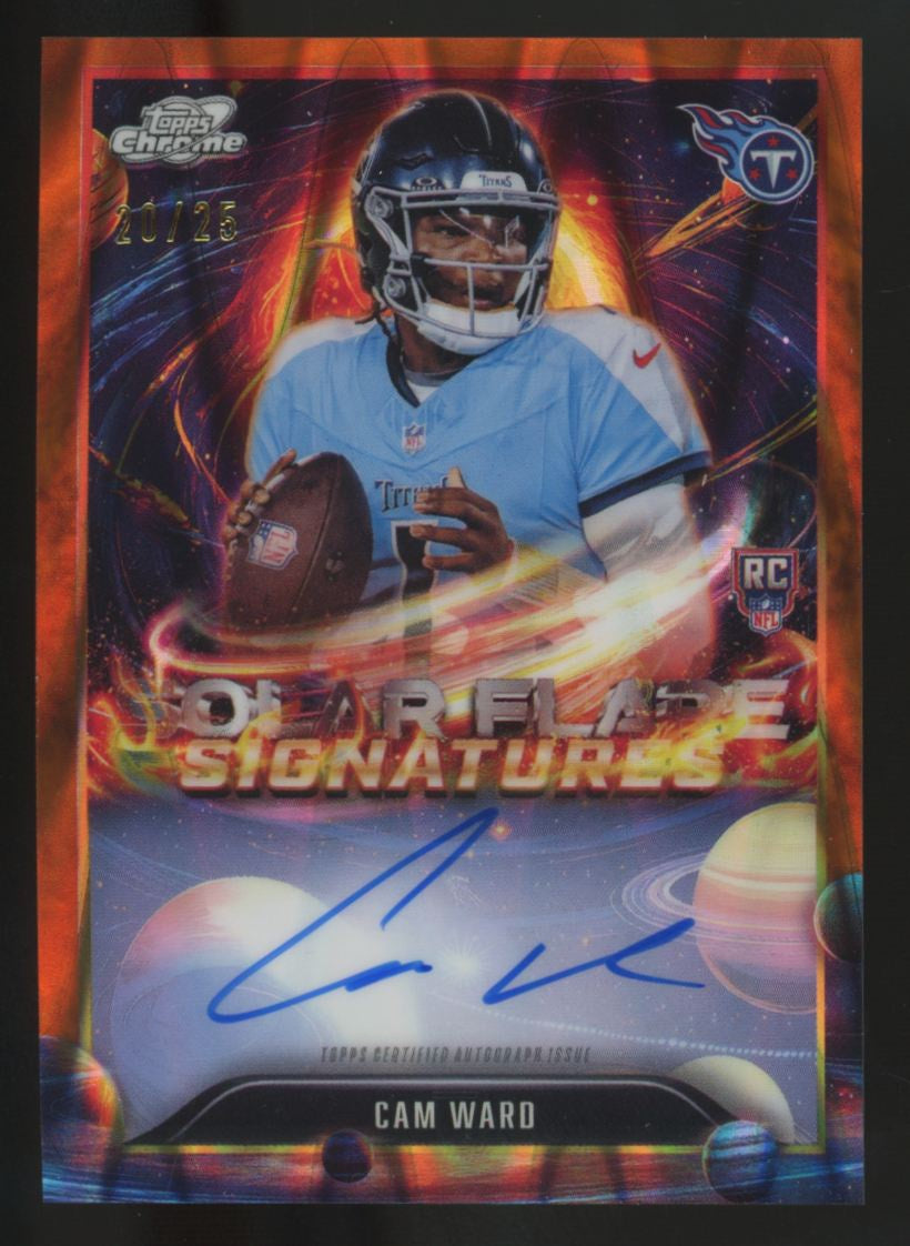 2025 Topps Chrome Cosmic Cam Ward RC Orange Galactic Solar Flare Auto /25