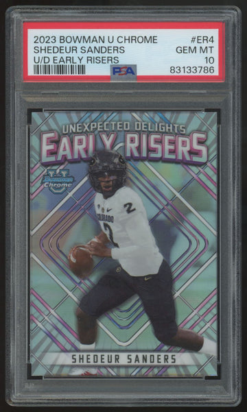 2023 Bowman Chrome U Shedeur Sanders Unexpected Delight Early Risers PSA 10 *786
