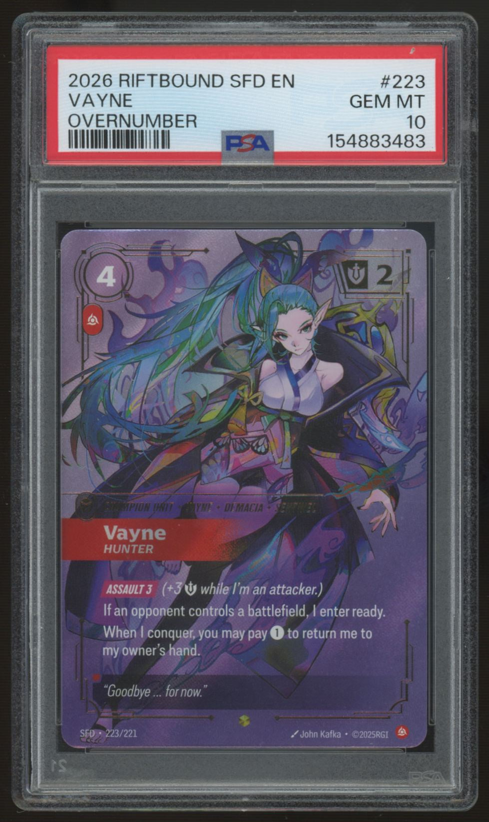 2026 Riftbound Vayne Spiritforged Overnumber #223 PSA 10