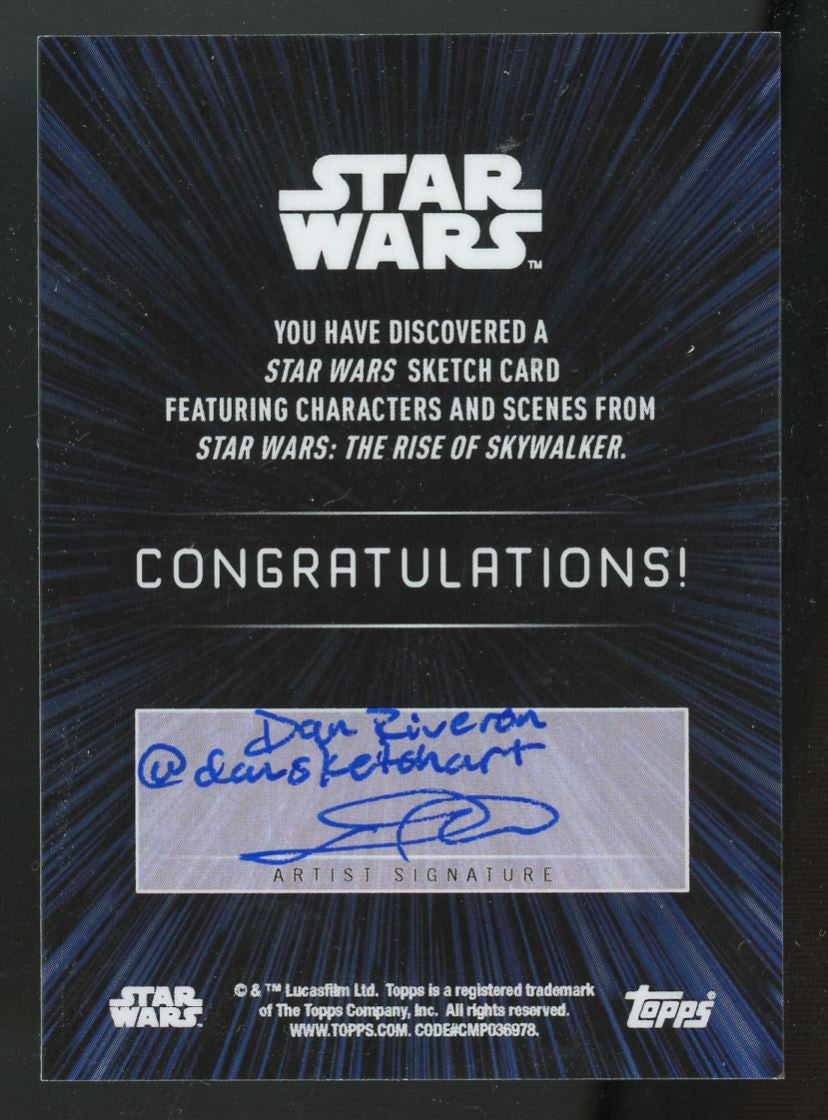 Topps Star Wars The Rise of Skywalker Sketch Card 1/1 Dan Riveron Auto