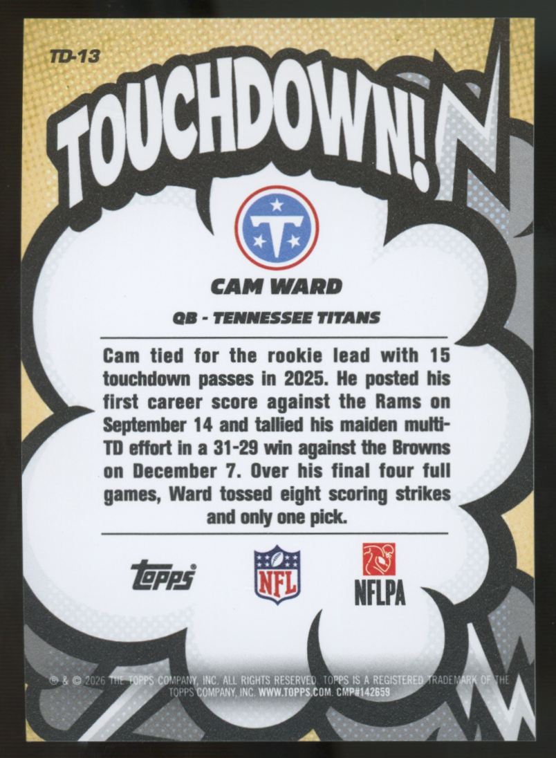 2026 Topps Cam Ward Touchdown! SSP #TD-13