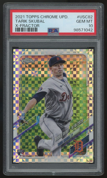 2021 Topps Chrome Update Tarik Skubal RC Debut X-Fractor /99 #USC82 PSA 10