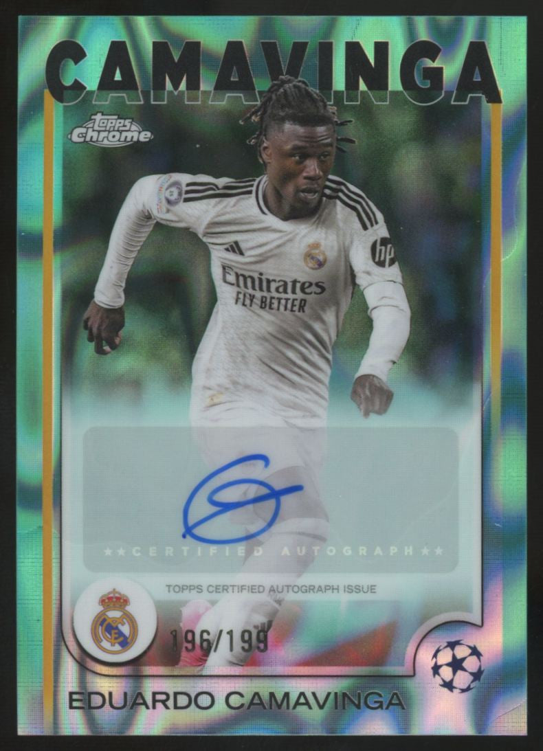 2024-25 Topps Chrome UEFA Eduardo Camavinga Aqua Lava Refractor Auto /199 #CA-CV