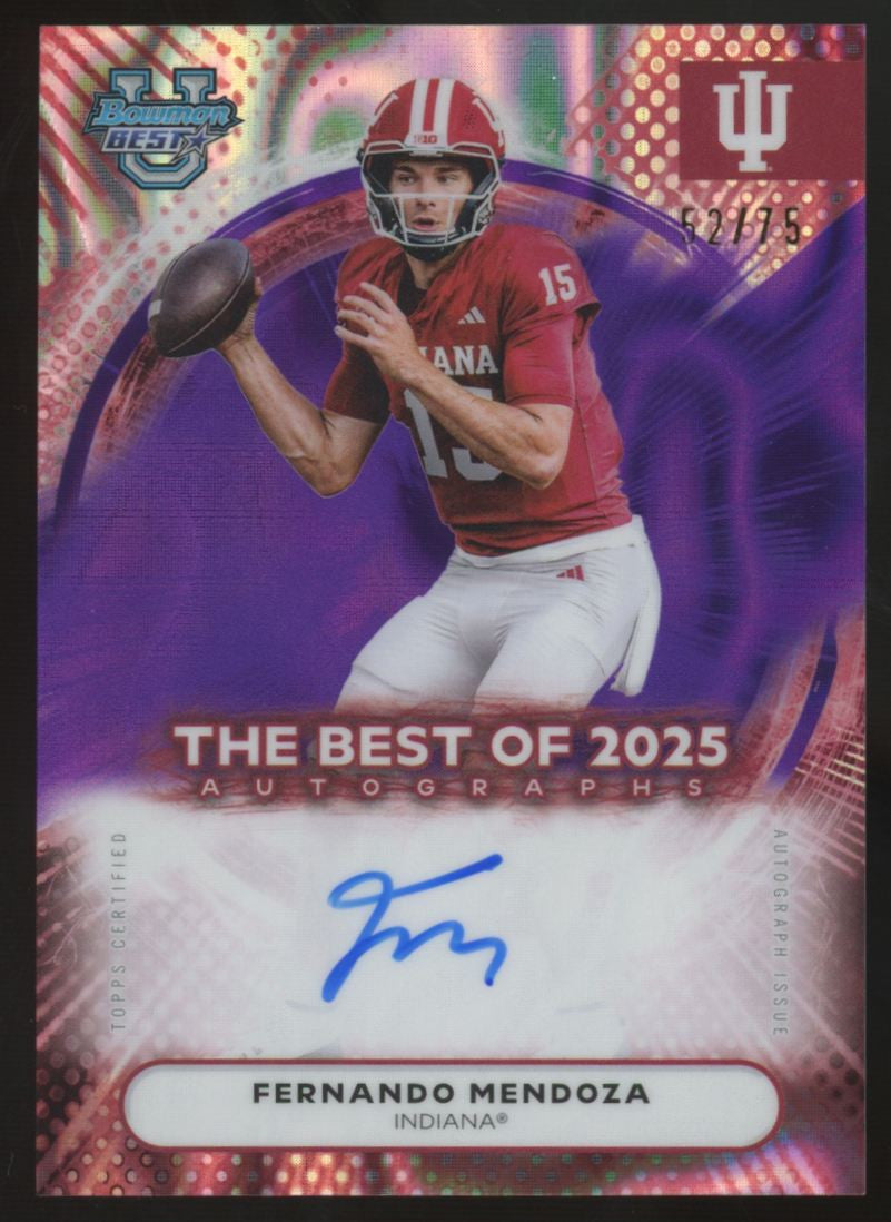 2025 Bowman Best U Fernando Mendoza Purple Lava Best Of '25 Auto /75 #BOA-FM