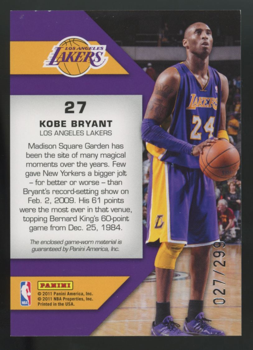 2010-11 Totally Certified Kobe Bryant Fabric Of The Game Patch /299 #27