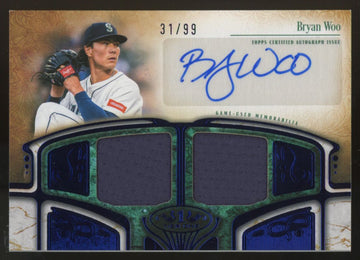 2026 Topps Tier One Bryan Woo Dual Relic Patch Auto /99 #AT1R-BW
