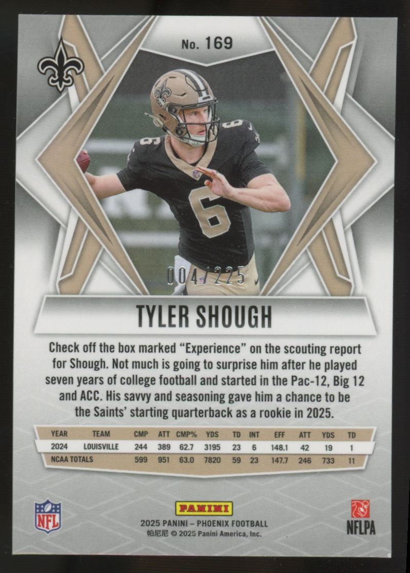 2025 Panini Phoenix Tyler Shough RC Teal Pyramids /225 #169