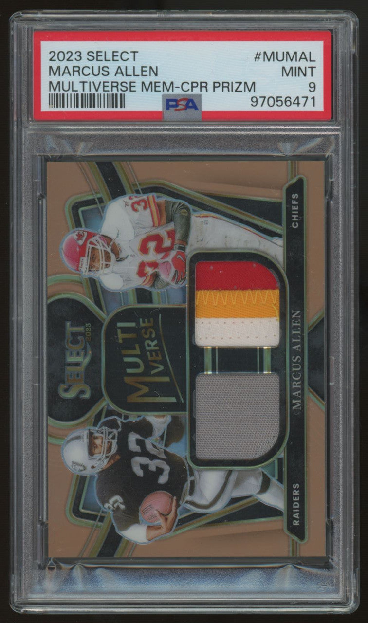 2023 Select Marcus Allen Multiverse Dual Patch Copper /49 #MU-MAL PSA 9
