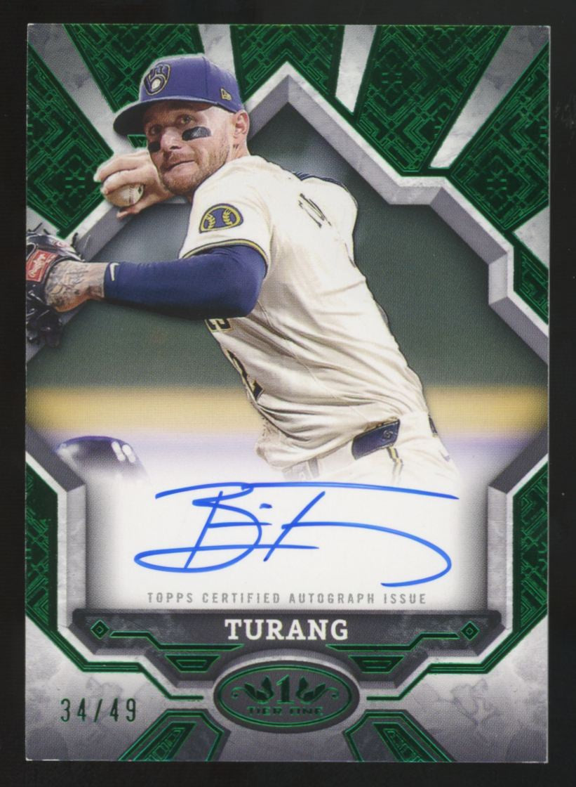 2025 Topps Tier One Brice Turang Green Foil Break Out Auto /49 #BOA-BT
