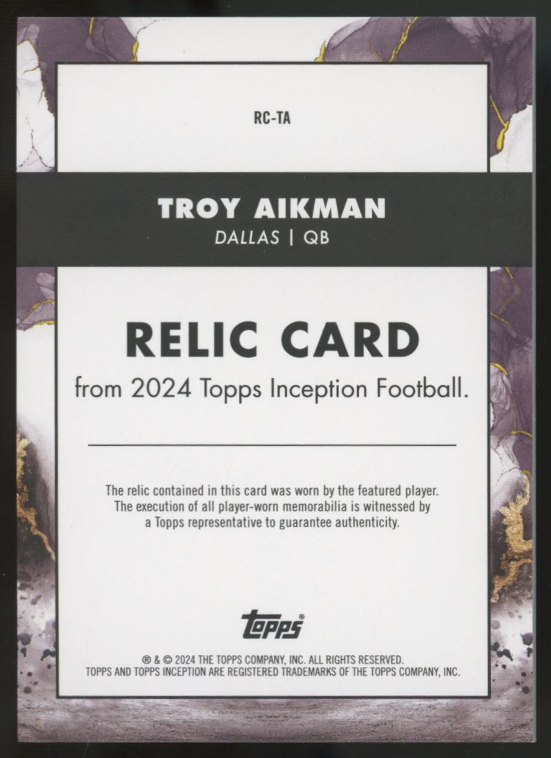 2024 Topps Inception Troy Aikman Purple Patch /125 #RC-TA