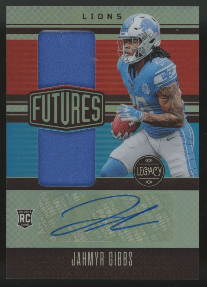 2023 Panini Legacy Jahmyr Gibbs RC Futures Dual Patch Auto RPA /249 #FDA-10