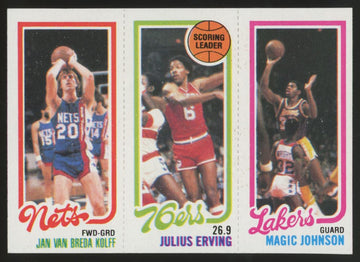 1980-81 Topps Van Breda Kolff, Julius Erving, Magic Johnson RC #139 #162 EX/MT
