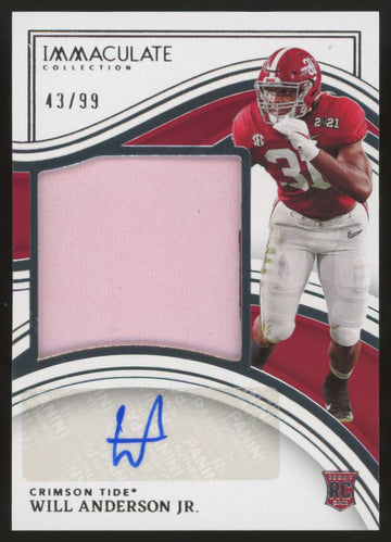 2023 Immaculate Will Anderson Jr. RC Patch Auto RPA /99 #47
