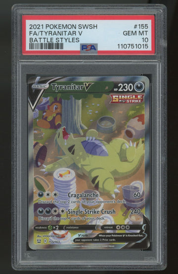 2021 Pokemon Tyranitar V Battle Styles Full Art #155 PSA 10