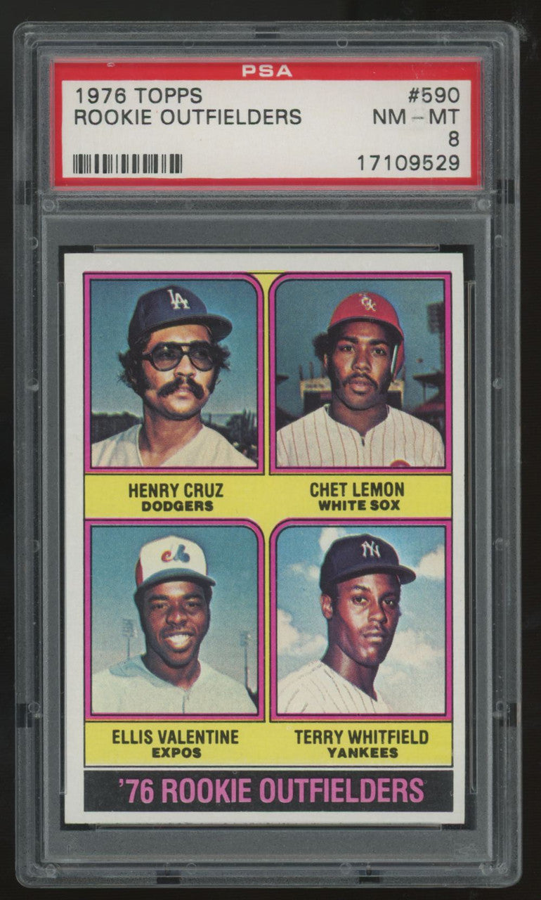1976 Topps Cruz/Lemon/Valentine/Whitfield RC Rookie Outfielders #590 PSA 8