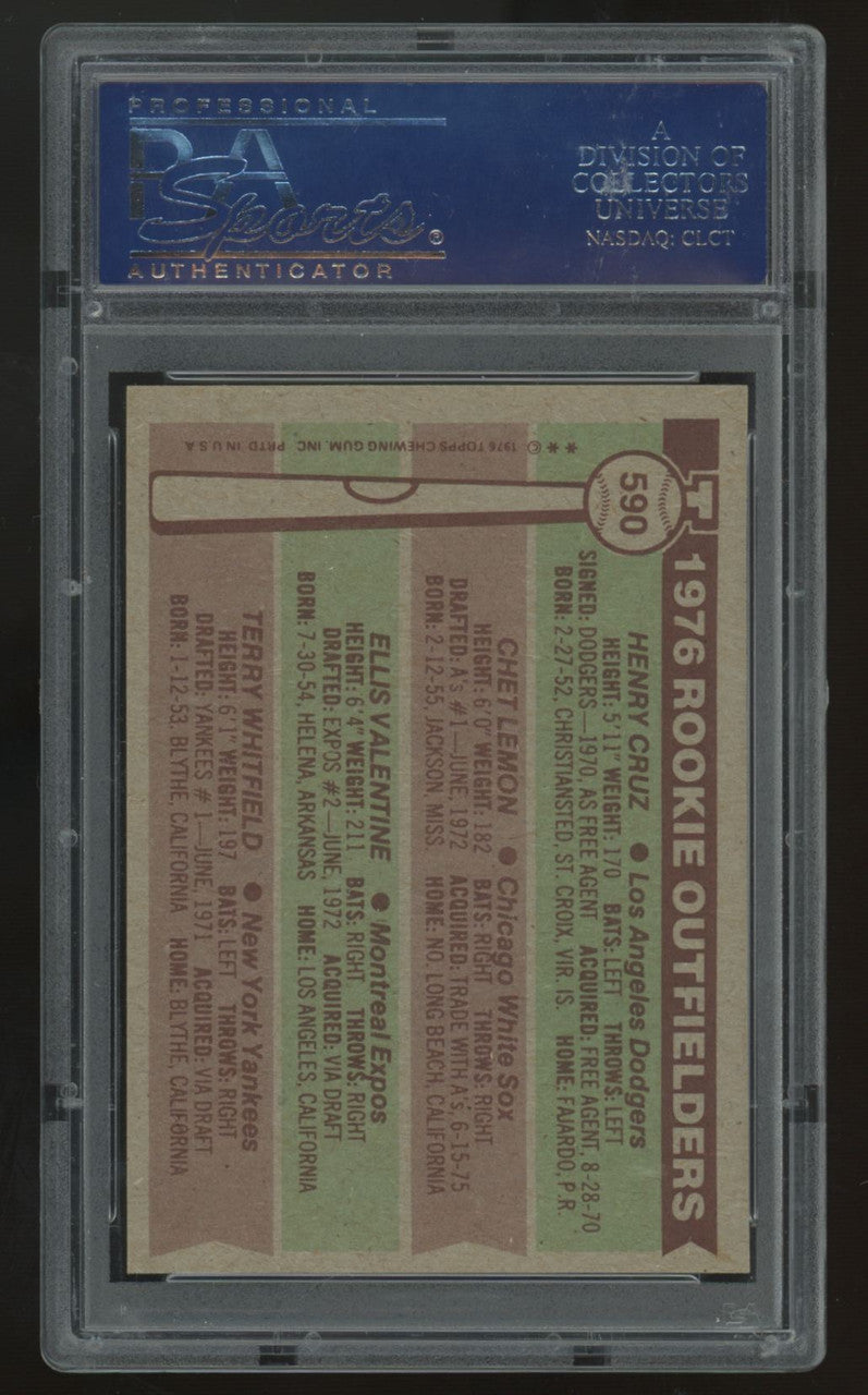1976 Topps Cruz/Lemon/Valentine/Whitfield RC Rookie Outfielders #590 PSA 8
