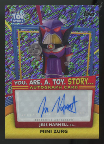 2025 Topps Toy Story Mini Zurg/Jess Harnell Buzz Shimmer You Are A Toy Auto /75