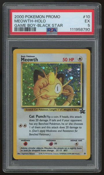 2000 Pokemon Meowth Game Boy Promo Holo #10 PSA 5