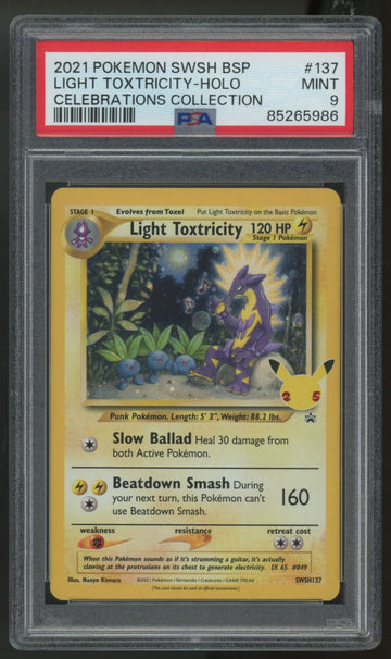 2021 Pokemon Light Toxtricity Celebrations Collection Holo #137 PSA 9