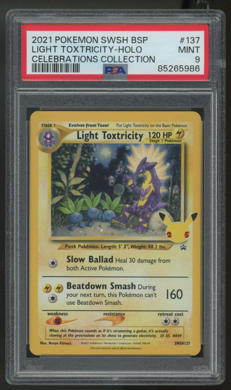 2021 Pokemon Light Toxtricity Celebrations Collection Holo #137 PSA 9