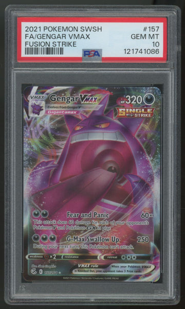 2021 Pokemon Gengar VMAX Fusion Strike Full Art #157 PSA 10
