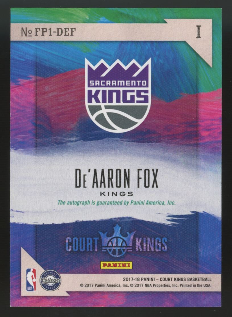 2017-18 Panini Court Kings De'Aaron Fox RC Fresh Paint Auto #FP1-DEF