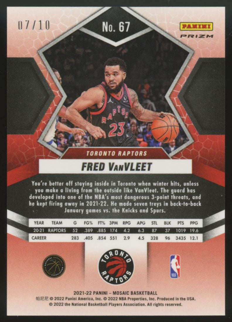 2021-22 Mosaic Fred VanVleet Gold Prizm /10 #67