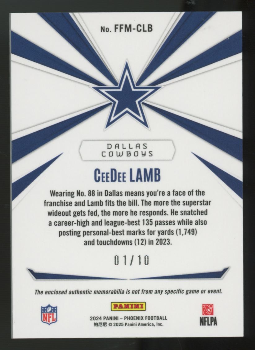 2024 Panini Phoenix CeeDee Lamb Gold Franchise Future Patch /10 #FFM-CLB