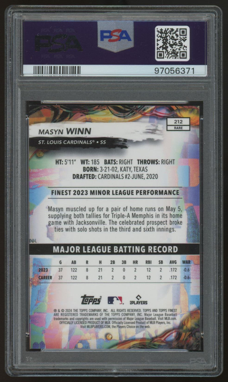 2024 Topps Finest Masyn Winn RC Rare Red Lava Refractor /3 #212 PSA 10