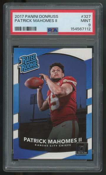 2017 Panini Donruss Patrick Mahomes II RC Rated Rookie #327 PSA 9