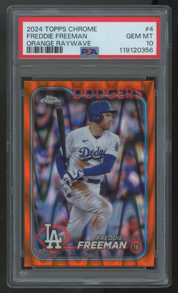 2024 Topps Chrome Freddie Freeman Orange Raywave /25 #4 PSA 10